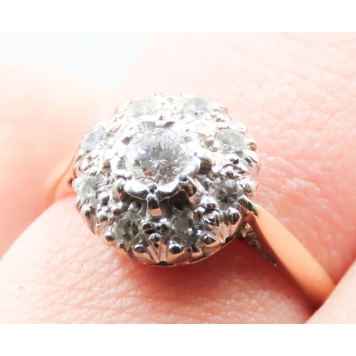 341 - Finely Detailed Diamond Cluster Ring set in Platinum Mounted on 18 Carat Yellow Gold Ring Size O and... 