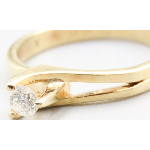 343 - Diamond Solitaire Three Claw Set Mounted in 18 Carat Yellow Gold Ring Size L and a Half