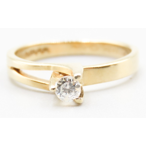 343 - Diamond Solitaire Three Claw Set Mounted in 18 Carat Yellow Gold Ring Size L and a Half