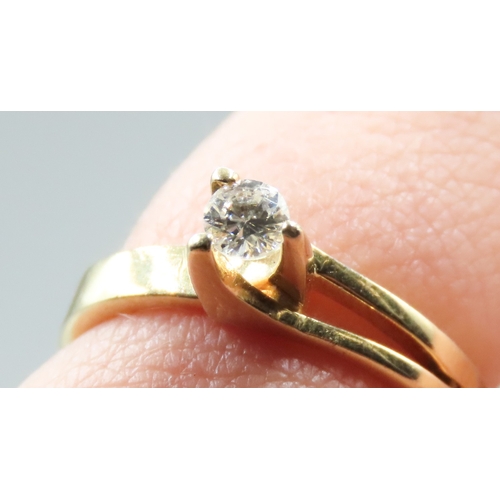 343 - Diamond Solitaire Three Claw Set Mounted in 18 Carat Yellow Gold Ring Size L and a Half