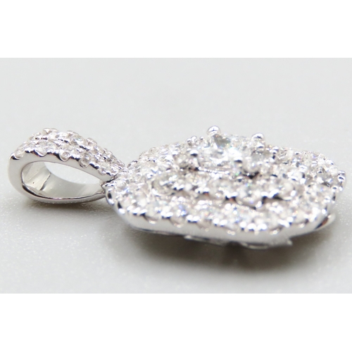 346 - Finely Detailed Diamond Set Cluster Pendant Mounted in 18 Carat White Gold 2cm High Total Diamond Ca... 