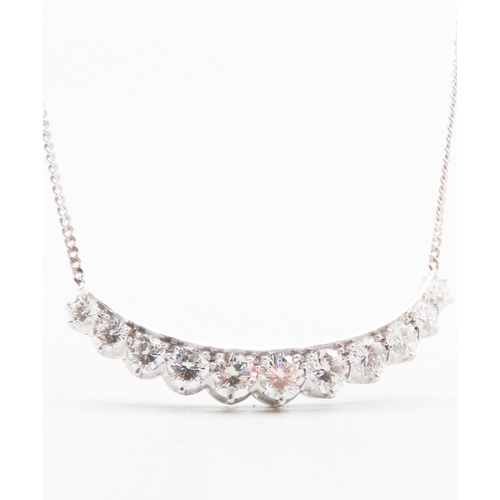 348 - Diamond Set Graduated Form Necklace Set in Platinum Mounted on 9 Carat White Gold Chain 48cm Long To... 