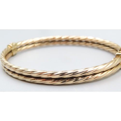 35 - 9 Carat Yellow Gold Two Row Twist Form Bangle Bracelet Inner Width 6.5cm