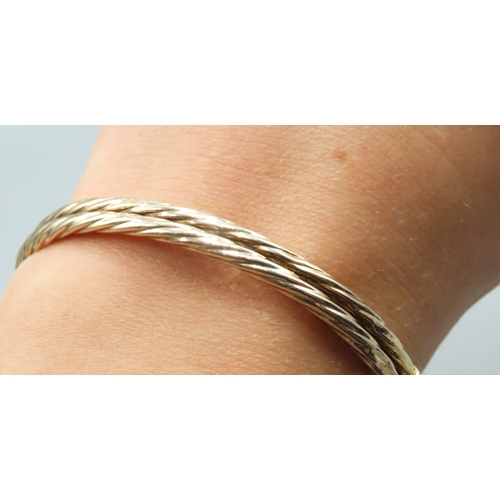 35 - 9 Carat Yellow Gold Two Row Twist Form Bangle Bracelet Inner Width 6.5cm