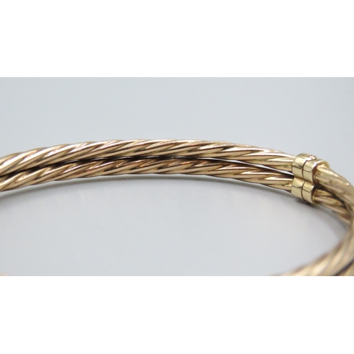 35 - 9 Carat Yellow Gold Two Row Twist Form Bangle Bracelet Inner Width 6.5cm