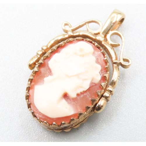 362 - Cameo and onyx Set Swivel Pendant Mounted in 9 Carat Yellow Gold 2.5cm High