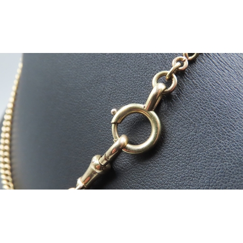 372 - 9 Carat Yellow Gold Pocket Watch Chain with Lobster and Ring Barrell Clasp 35cm Long Possibly French