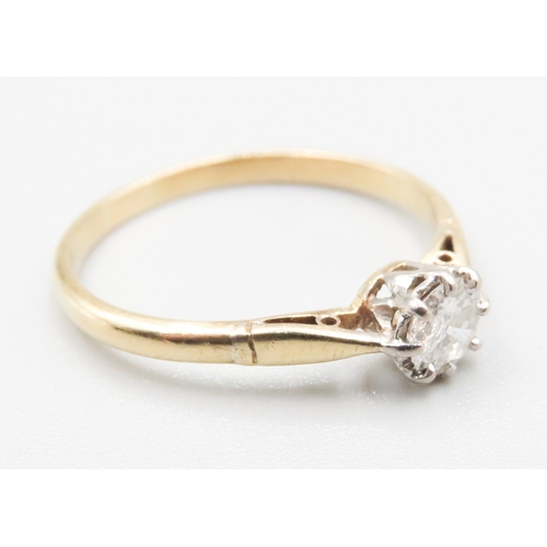 374 - Diamond Solitaire Set in Platinum Mounted on 18 Carat Yellow Gold Ring Size T