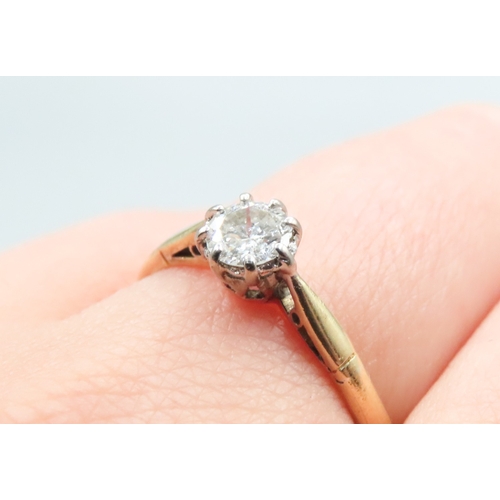 374 - Diamond Solitaire Set in Platinum Mounted on 18 Carat Yellow Gold Ring Size T