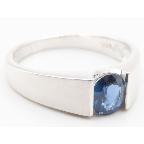 377 - Sapphire Set Single Stone Ring Mounted in 14 Carat White Gold Ring Size O