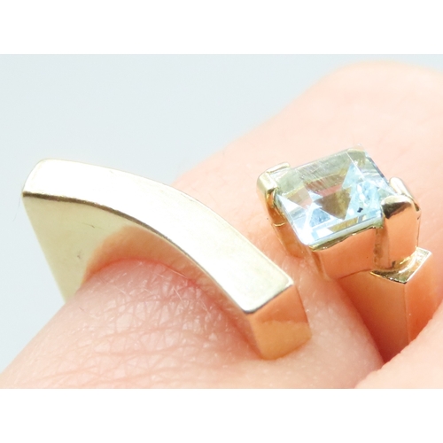 379 - Unusual Form Square Cut Aquamarine Single Stone Set Wraparound Ring Mounted in 18 Carat Yellow Gold ... 