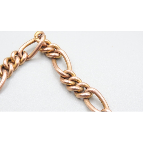 390 - 9 Carat Rose Gold Figaro Link Bracelet with Yellow Gold Incised Detailing Heart Form Clasp 18.5cm Lo... 