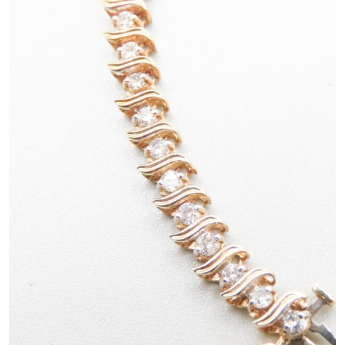 392 - Ladies Diamond Set Fancy Link Bracelet Mounted in 18 Carat Yellow Gold Finely Detailed 18cm Long