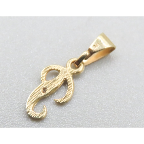 401 - Diamond Set 9 Carat Yellow Gold Letter 'P' Pendant 1cm High As New Unworn Jewellery Shop Dispersal I... 