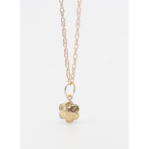 403 - Pearl Set Daisy Form 9 Carat Yellow Gold Pendant Set on 9 Carat Yellow Gold Chain 46cm Long As New U... 