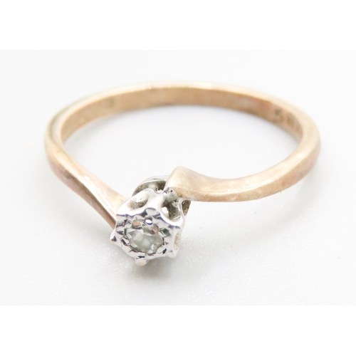 407 - Diamond Solitaire Rub over Set in 9 Carat Yellow Gold Ring Size N As New Unworn Jewellery Shop Dispe... 