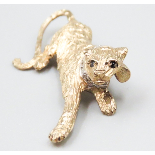 41 - 9 Carat Yellow Gold Diamond Set Panther Brooch 5cm Wide