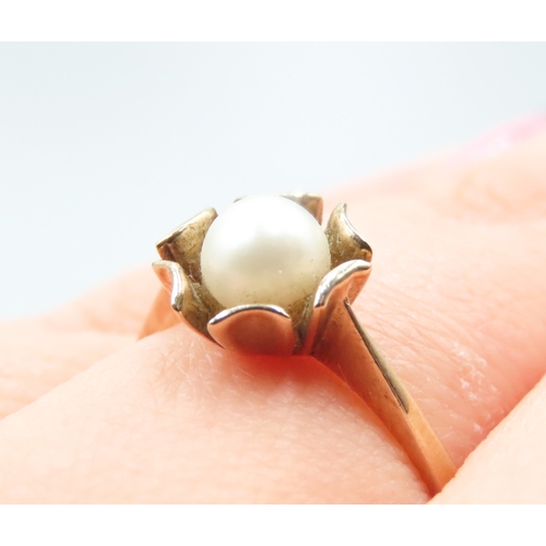 413 - Pearl Set Flower Form Ring Mounted in 9 Carat Yellow Gold Ring Size O As New Unworn Jewellery Shop D... 