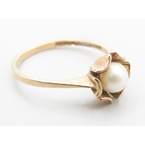 413 - Pearl Set Flower Form Ring Mounted in 9 Carat Yellow Gold Ring Size O As New Unworn Jewellery Shop D... 