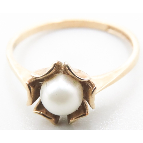 413 - Pearl Set Flower Form Ring Mounted in 9 Carat Yellow Gold Ring Size O As New Unworn Jewellery Shop D... 