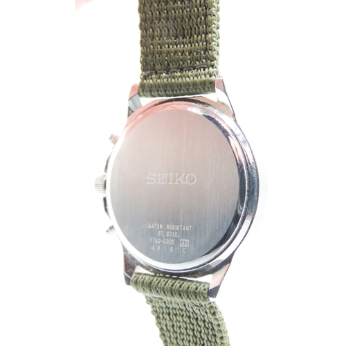 429 - Seiko Chronograph Japan Movement Gentleman's Wristwatch Khaki Dial Glow in the Dark Hands and Numera... 