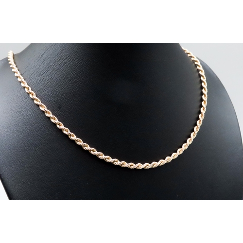 9 Carat Yellow Gold Rope Chain Necklace 44cm Long