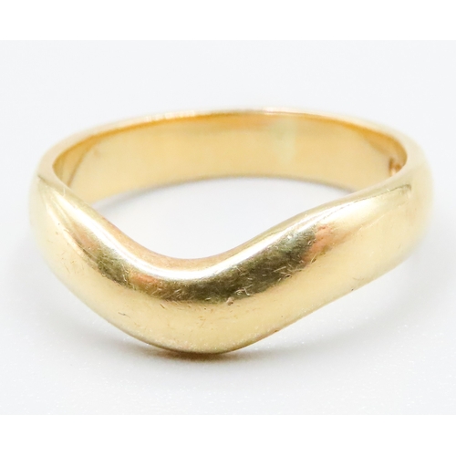 445 - 18 Carat Yellow Gold Curved Band Ring Size L and a Half