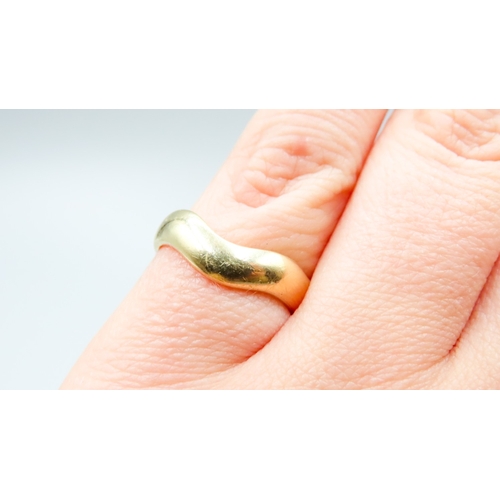 445 - 18 Carat Yellow Gold Curved Band Ring Size L and a Half