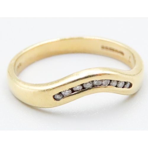 446 - Diamond Set 18 Carat Yellow Gold Curved Band Ring Size N