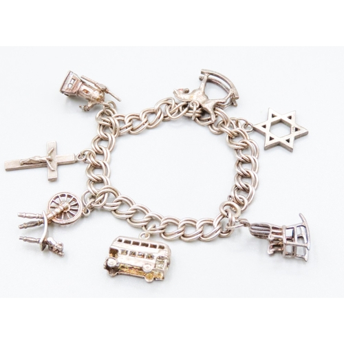 448 - Silver Charm Bracelet 17.5cm Long