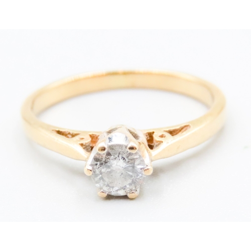 450 - Diamond Solitaire Six Claw Set Ring Mounted in 18 Carat Yellow Gold Ring Size L