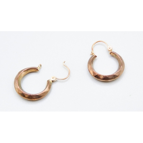 465 - Pair of 8 Carat Yellow Gold Drop Hoop Earrings 2cm High