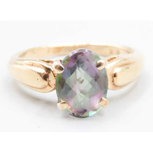 469 - Facet Cut Mystic Topaz Single Stone Ring Mounted in 10 Carat Yellow Gold Ring Size L