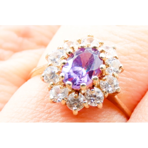 474 - 14 Carat Yellow Gold Gemstone Set Cluster Ring Size N