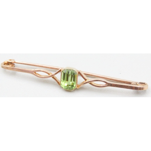 49 - Bezel Set Peridot Brooch Mounted in 15 Carat Yellow Gold 5cm Wide