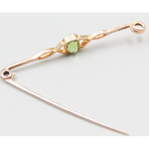 49 - Bezel Set Peridot Brooch Mounted in 15 Carat Yellow Gold 5cm Wide