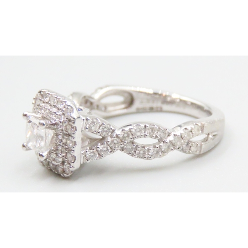 50 - Vera Wang Diamond Set Cluster Ring Braid Motif to Band Mounted in 18 Carat White Gold Total Diamond ... 