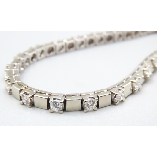 501 - Tennis Line Diamond Set Bracelet Set in 18 Carat White Gold Articulated Form Approximately 5 Carat o... 