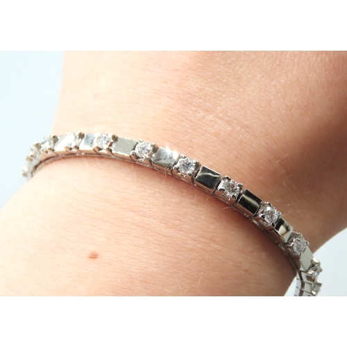 501 - Tennis Line Diamond Set Bracelet Set in 18 Carat White Gold Articulated Form Approximately 5 Carat o... 