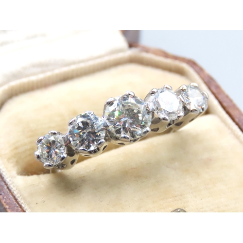 504 - Diamond Five Stone Ring Set in Platinum Total Diamond Carat Weight Approximately 3ct Centre Stone 1c... 