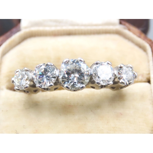 504 - Diamond Five Stone Ring Set in Platinum Total Diamond Carat Weight Approximately 3ct Centre Stone 1c... 