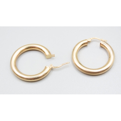 61 - Pair of 9 Carat Yellow Gold Hoop Earrings 3cm Diameter