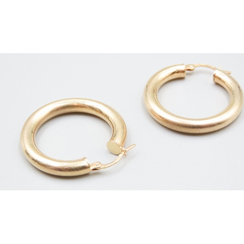 61 - Pair of 9 Carat Yellow Gold Hoop Earrings 3cm Diameter