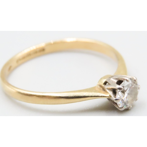 63 - Diamond Solitaire Eight Claw Set Mounted in 18 Carat Yellow Gold Ring Size O