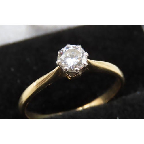 63 - Diamond Solitaire Eight Claw Set Mounted in 18 Carat Yellow Gold Ring Size O