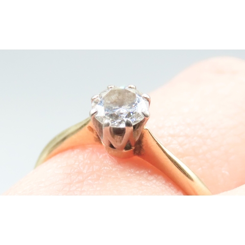 63 - Diamond Solitaire Eight Claw Set Mounted in 18 Carat Yellow Gold Ring Size O