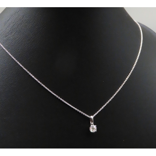 81 - Diamond Solitaire Pendant Mounted in  18 Carat White Gold Set on 18 Carat White Gold Chain 46cm Long... 