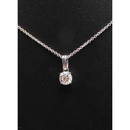 81 - Diamond Solitaire Pendant Mounted in  18 Carat White Gold Set on 18 Carat White Gold Chain 46cm Long... 