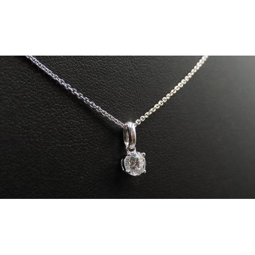 81 - Diamond Solitaire Pendant Mounted in  18 Carat White Gold Set on 18 Carat White Gold Chain 46cm Long... 