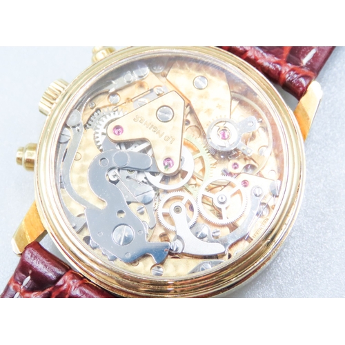 9 - 18 Carat Yellow Gold Longines Swiss Made Gentleman's Wristwatch Date Aperture Original Brown Leather... 